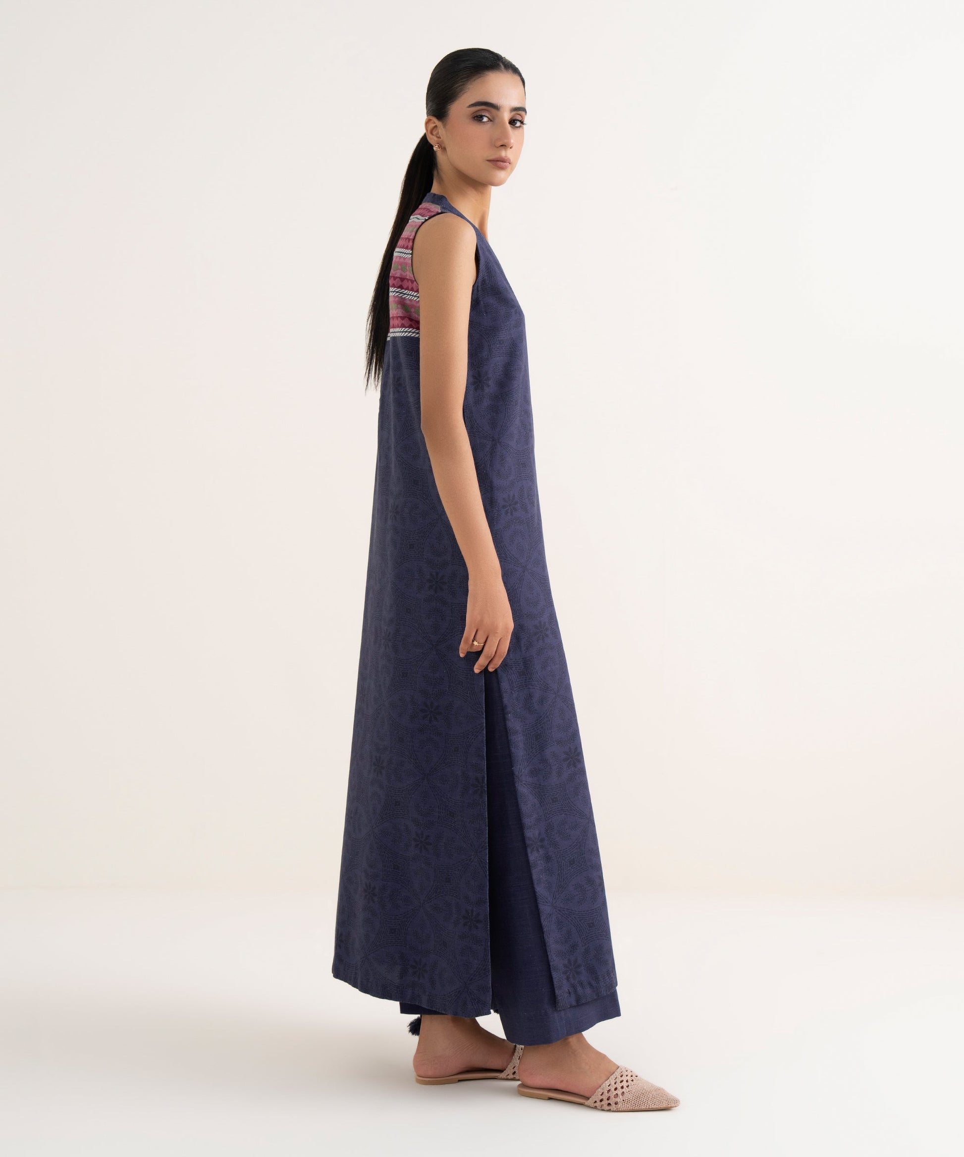 Women's Unstitched Lawn Printed Blue Three Piece Suit