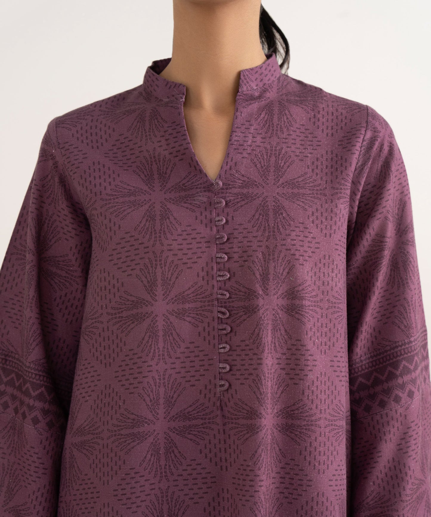 Women's Unstitched Lawn Printed Purple Three Piece Suit