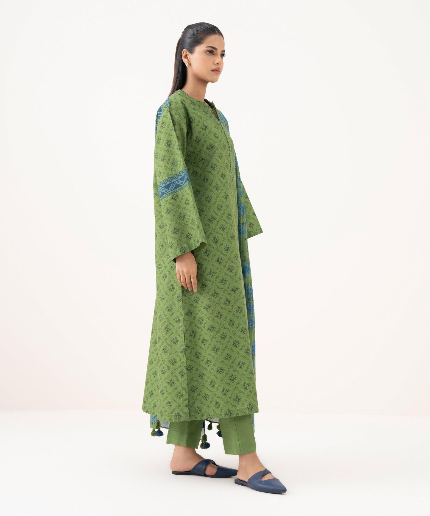 Women's Unstitched Light Khaddar Printed Multi Three Piece Suit