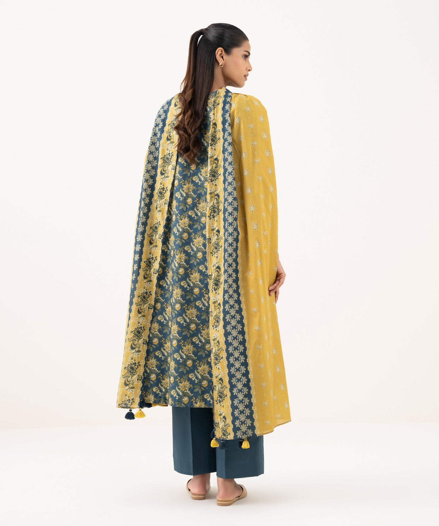 Women's Unstitched Cotton Printed Multi Three Piece Suit