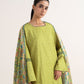 Women's Unstitched Light Khaddar Printed Green Three Piece Suit