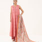 Women's Unstitched Light Khaddar Printed Pink Three Piece Suit