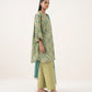 Women's Unstitched Cotton Printed Green Three Piece Suit