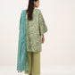 Women's Unstitched Cotton Printed Green Three Piece Suit