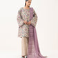 Women's Unstitched Cotton Printed Beige  Three Piece Suit
