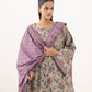 Women's Unstitched Cotton Printed Beige  Three Piece Suit