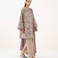 Women's Unstitched Cotton Printed Beige  Three Piece Suit