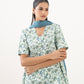 Women's Unstitched Cotton Printed Off White Three Piece Suit