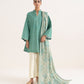 Women's Unstitched Lawn Printed Green Two Piece Suit