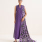 3 Piece - Printed Lawn Suit Purple & Black | Core Stitch