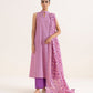 Women's Unstitched Lawn Printed Magenta Three Piece Suit
