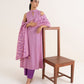 Women's Unstitched Lawn Printed Magenta Three Piece Suit
