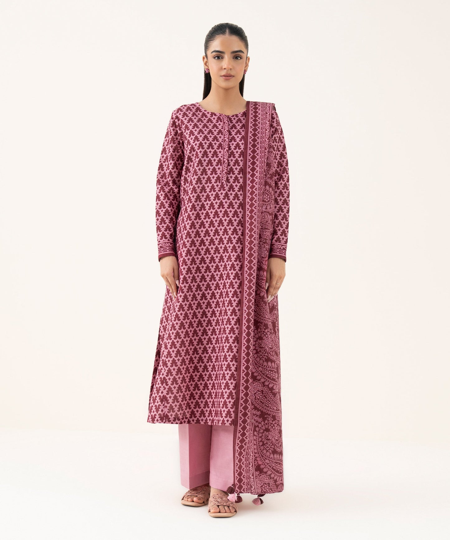 Women's Unstitched Lawn Printed Multi Three Piece Suit