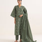Women's Unstitched Lawn Printed Green Three Piece Suit