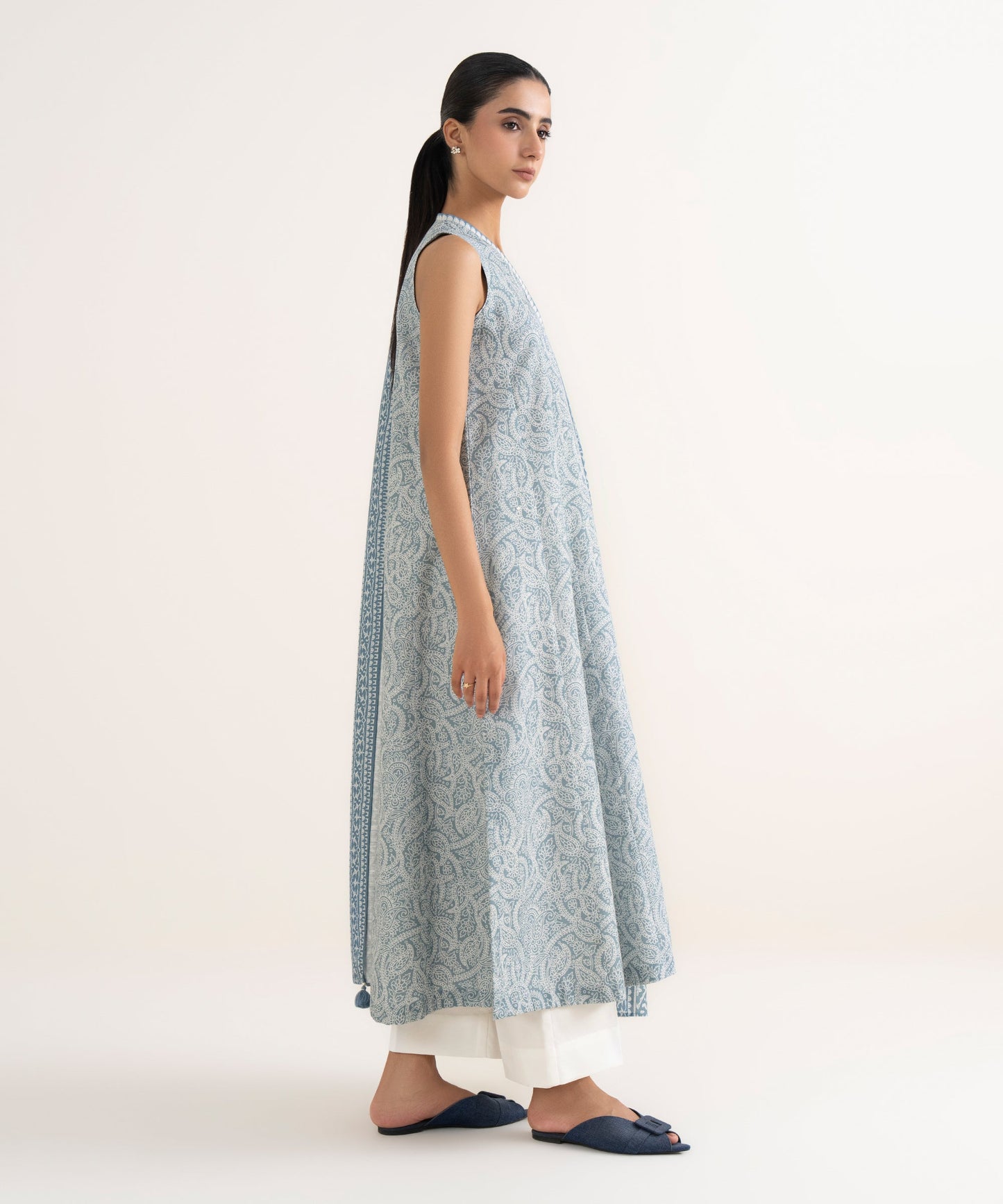 Women's Unstitched Lawn Printed Blue Two Piece Suit