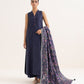 Women's Unstitched Lawn Printed Blue Three Piece Suit