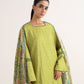 Women's Unstitched Lawn Printed Green Three Piece Suit