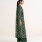 Women's Unstitched Lawn Printed Green Two Piece Suit